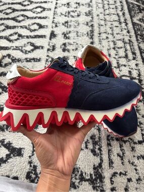 CL Paris Red & Navy Wave Sole Sneakers